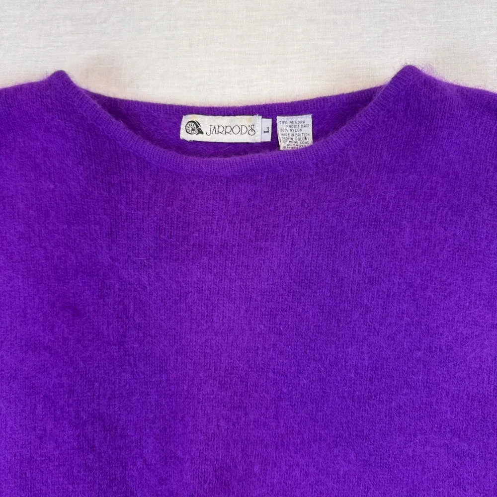 JARRODS Purple Angora Rabbit Hair Blend Crew Neck Pullover Sweater Size L - Picture 2 of 7